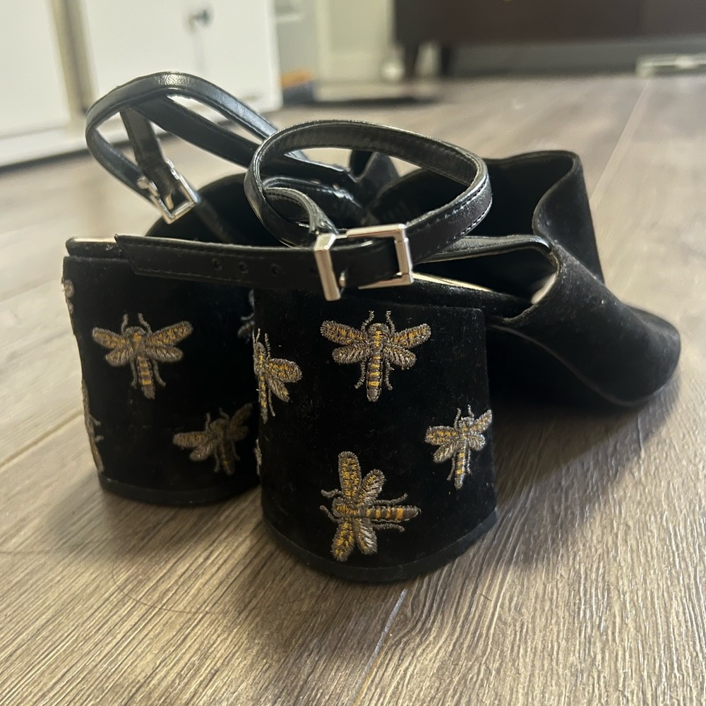 Black open toe mules
